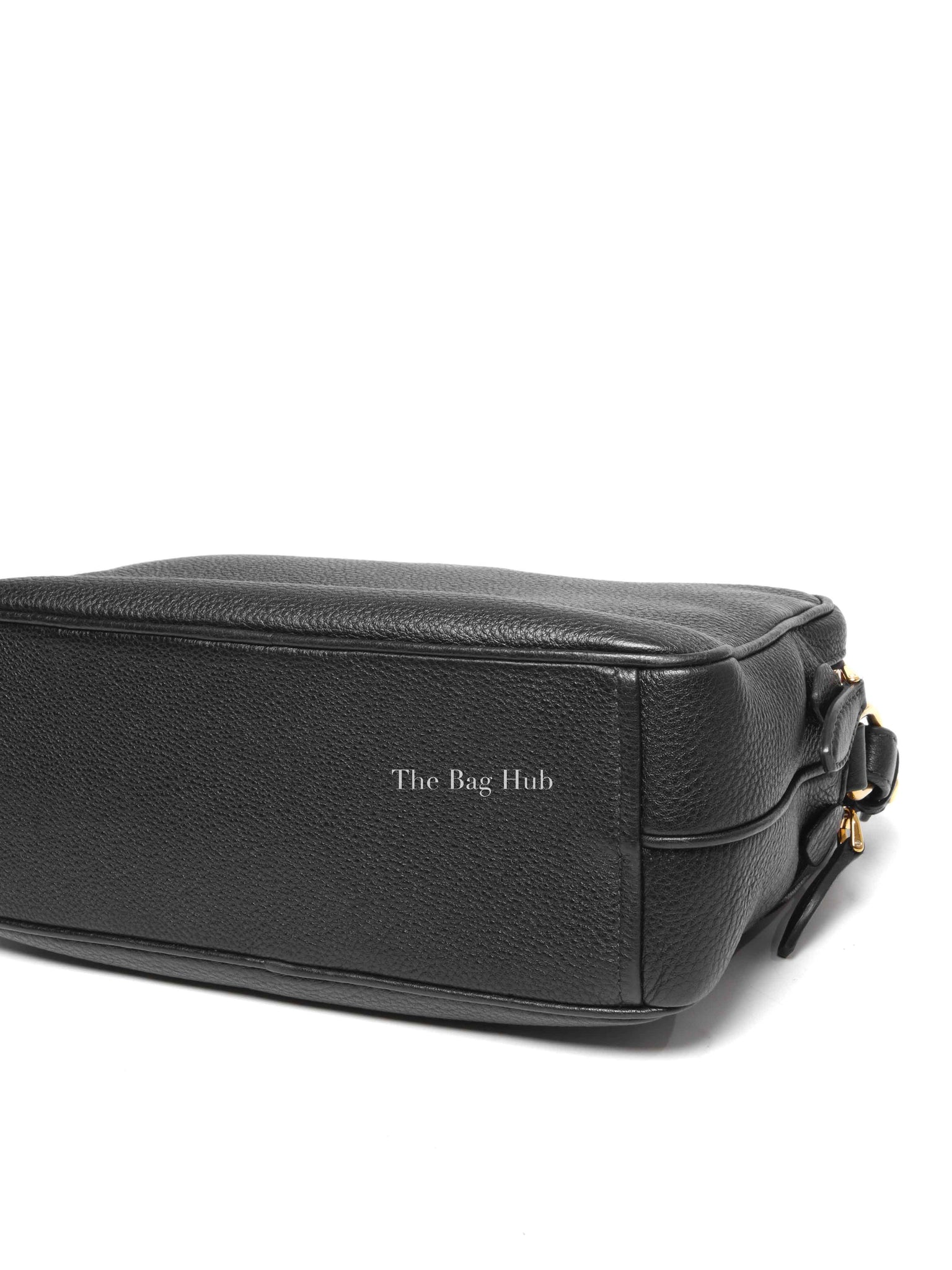 Prada Black Vitello Phenix Double Zip Camera Bag