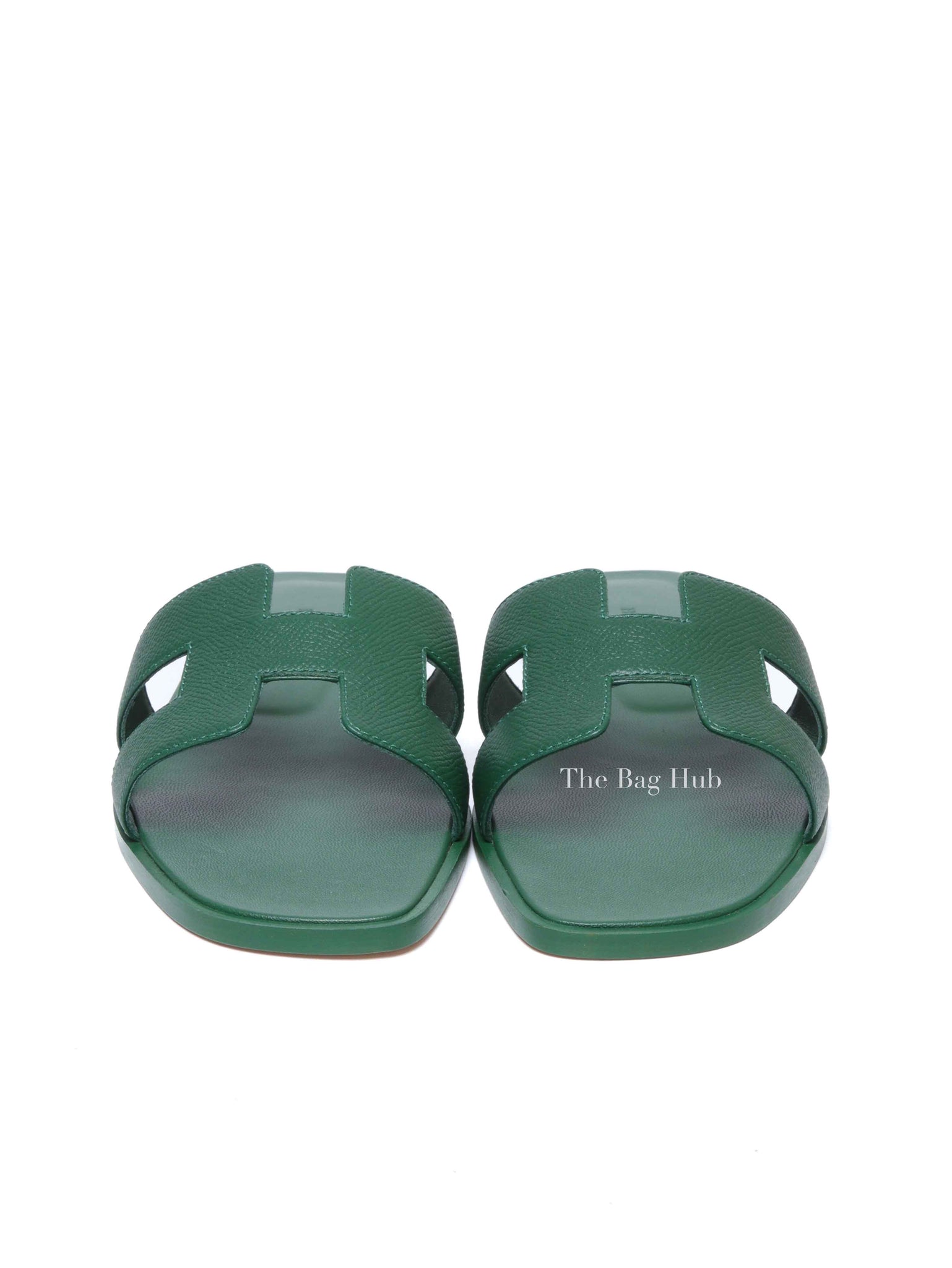 Hermes Vert Cactus Epsom Leather Oran Sandals Size 39
