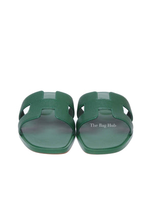 Hermes Vert Cactus Epsom Leather Oran Sandals Size 39