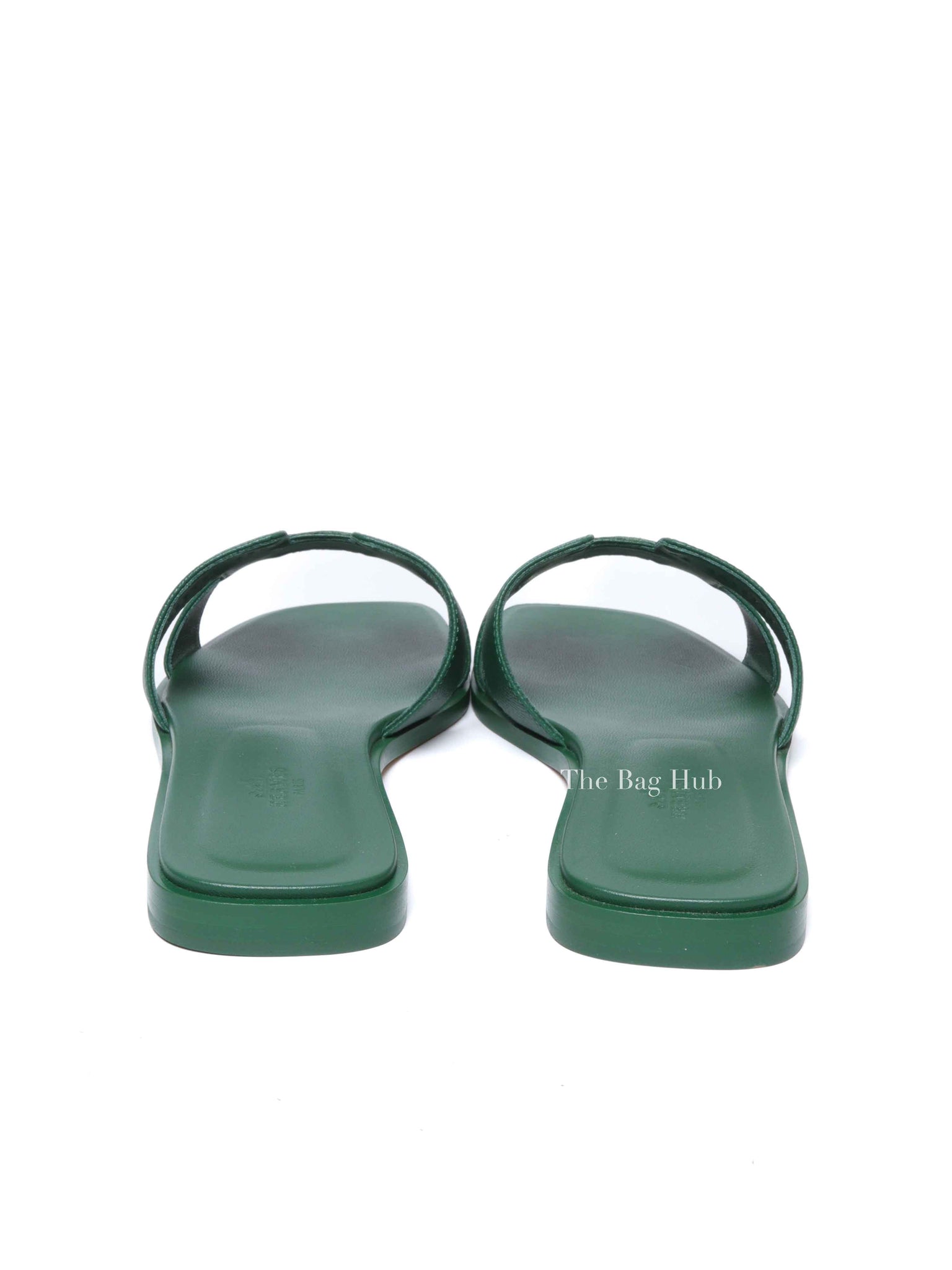 Hermes Vert Cactus Epsom Leather Oran Sandals Size 39