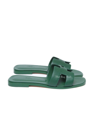 Hermes Vert Cactus Epsom Leather Oran Sandals Size 39