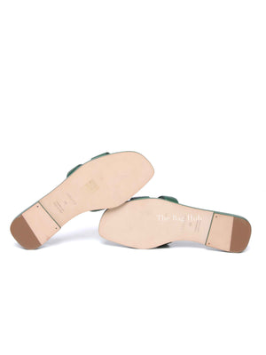 Hermes Vert Cactus Epsom Leather Oran Sandals Size 39