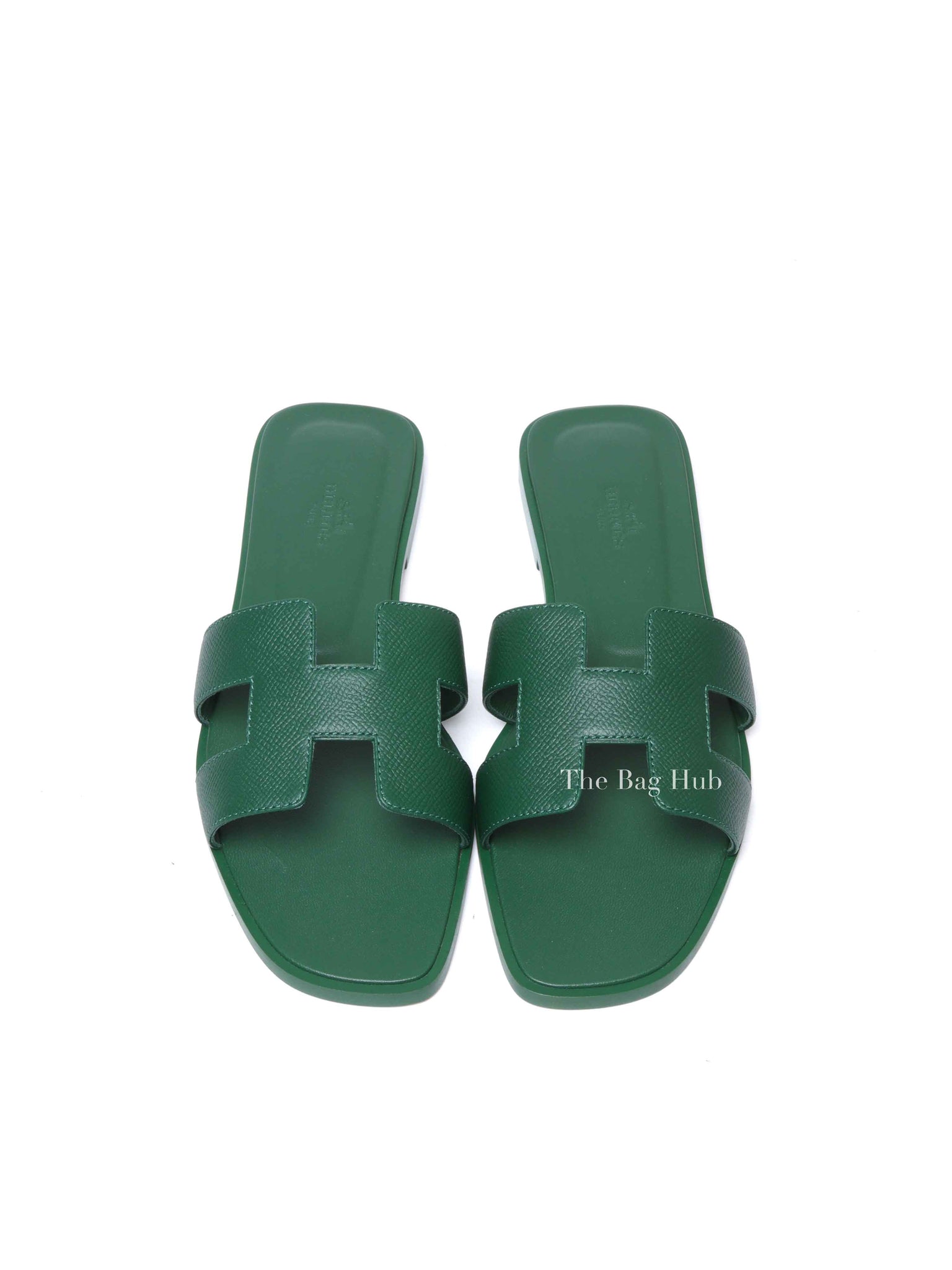 Hermes Vert Cactus Epsom Leather Oran Sandals Size 39