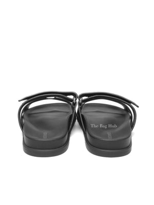 Hermes Black Leather Chypre Sandals Size 40.5