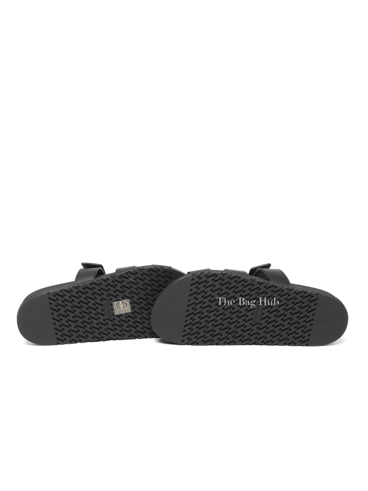 Hermes Black Leather Chypre Sandals Size 40.5