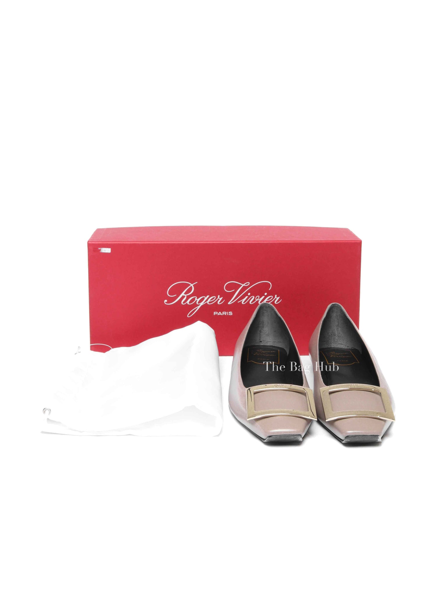 Roger Vivier Beige Leather Trompette Ballerinas Size 37