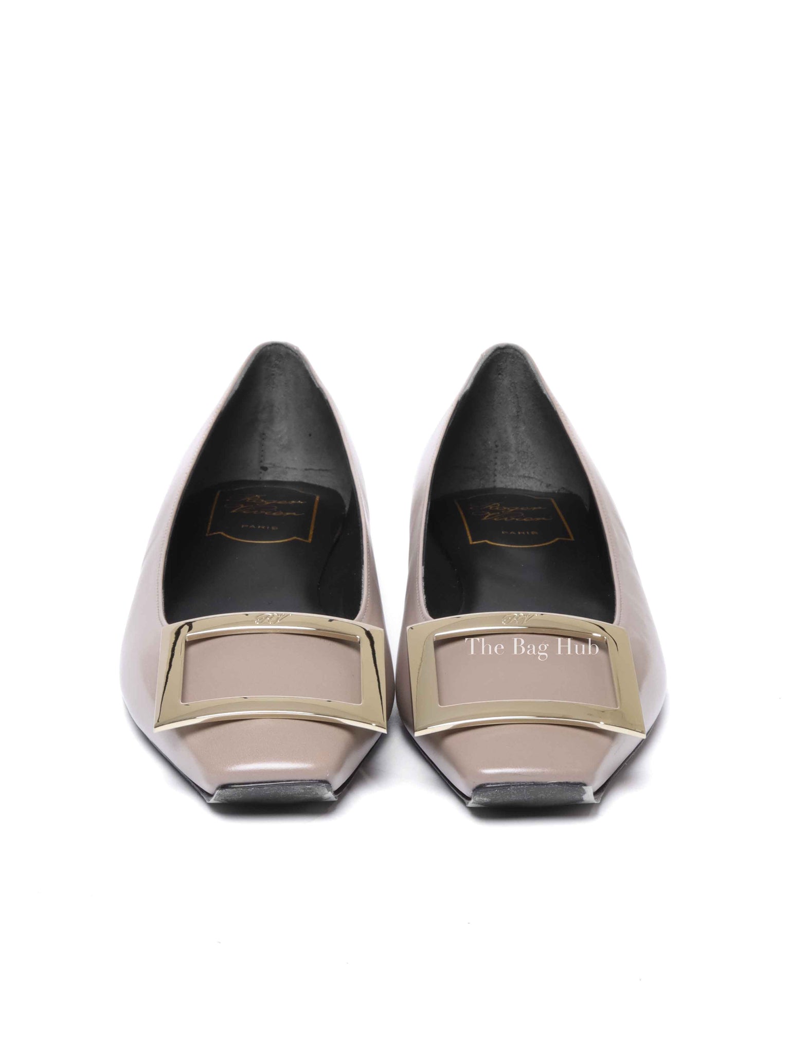 Roger Vivier Beige Leather Trompette Ballerinas Size 37