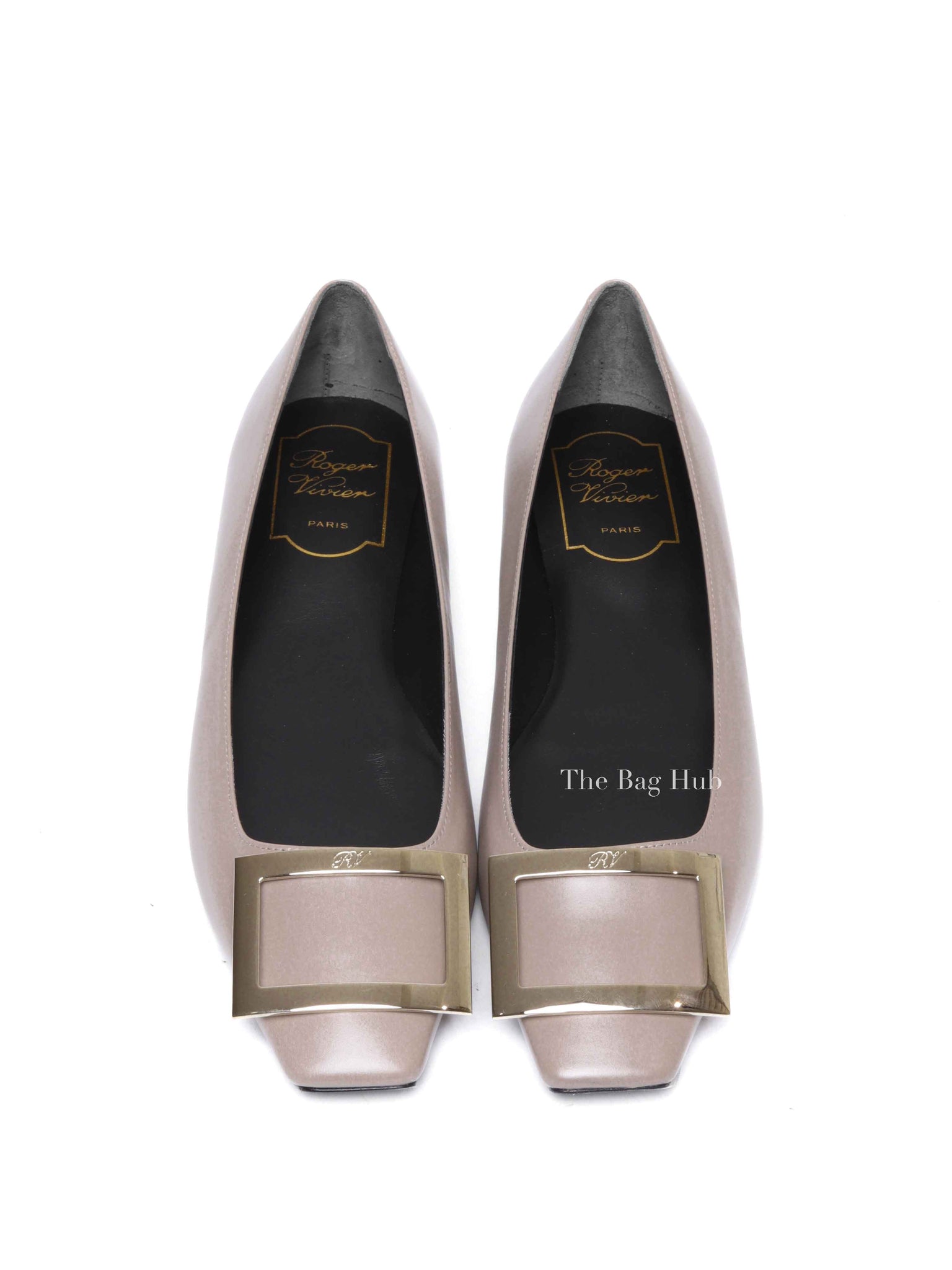 Roger Vivier Beige Leather Trompette Ballerinas Size 37