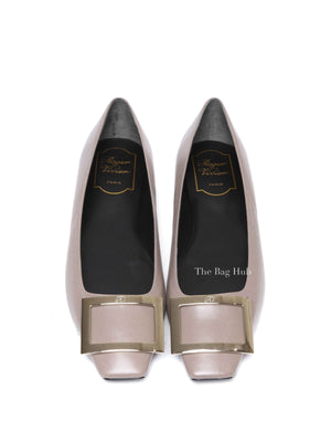 Roger Vivier Beige Leather Trompette Ballerinas Size 37