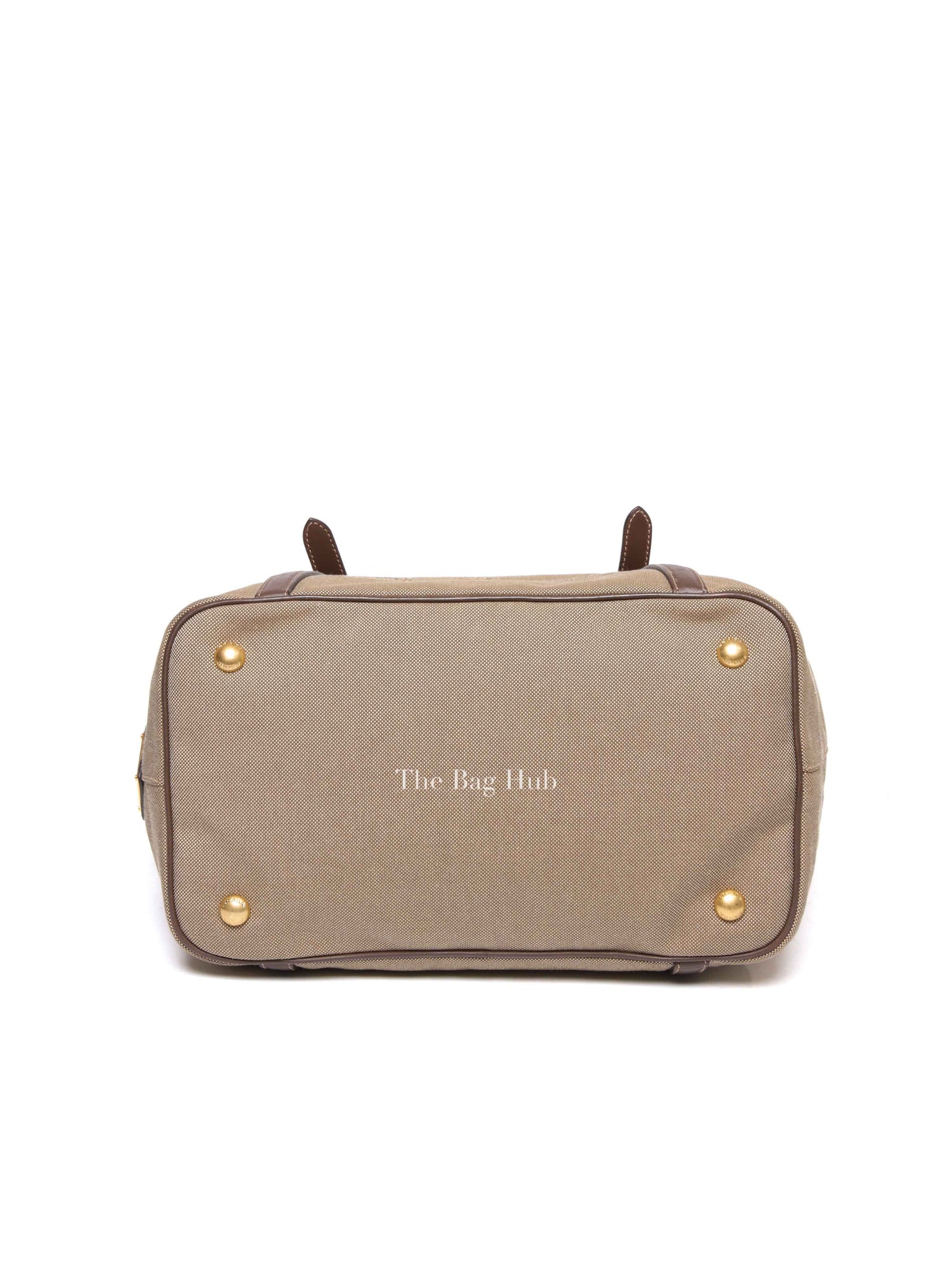 Prada Beige/Brown Canvas and Leather Canapa Tote Bag