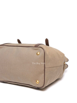 Prada Beige/Brown Canvas and Leather Canapa Tote Bag