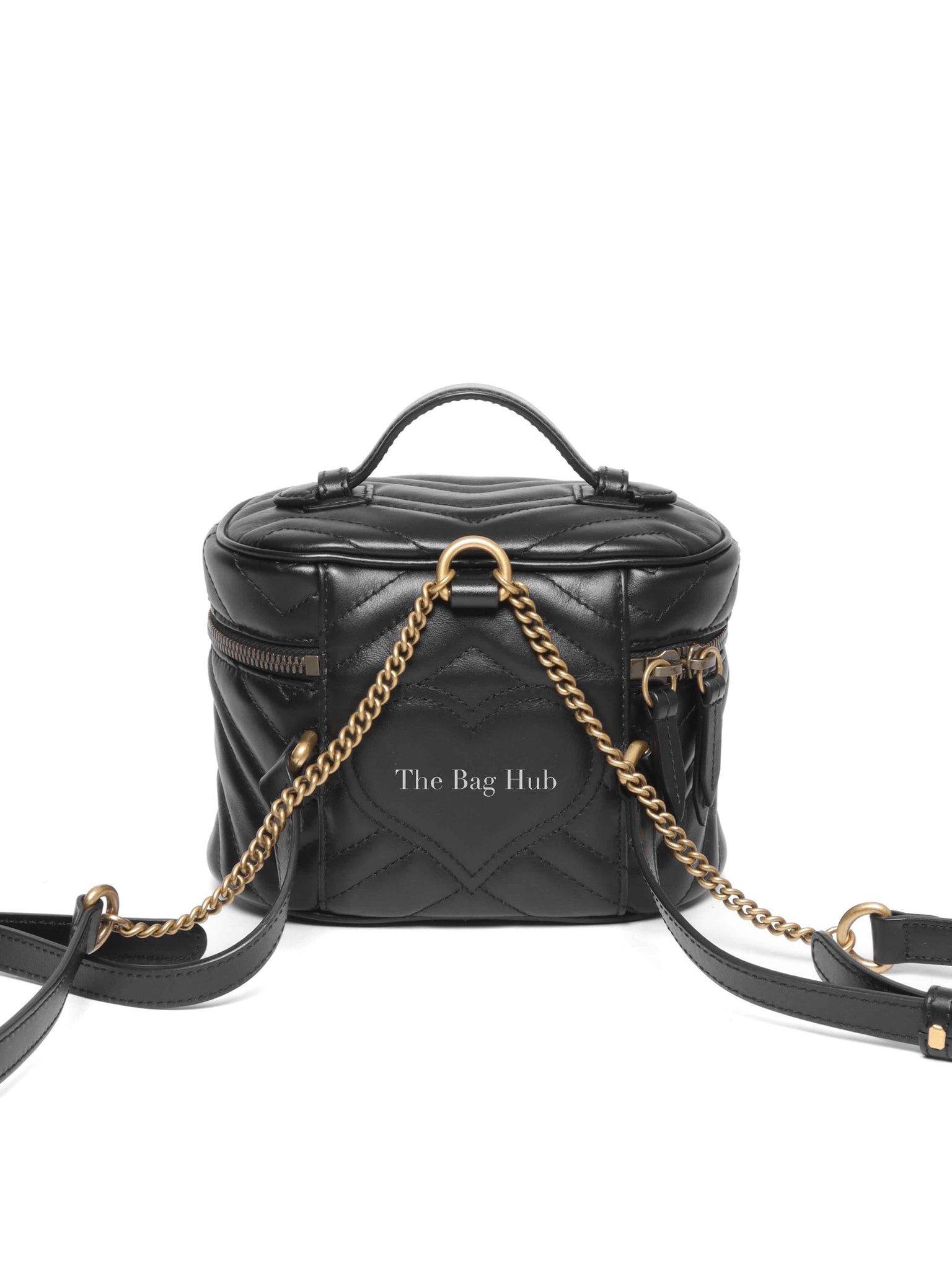 Gucci Black Calfskin Matelasse GG Marmont Round Mini Backpack