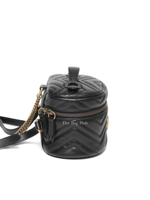 Gucci Black Calfskin Matelasse GG Marmont Round Mini Backpack