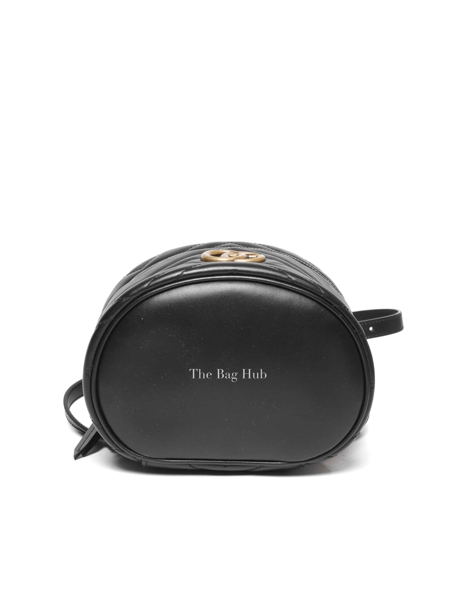 Gucci Black Calfskin Matelasse GG Marmont Round Mini Backpack
