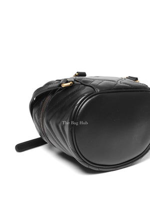 Gucci Black Calfskin Matelasse GG Marmont Round Mini Backpack