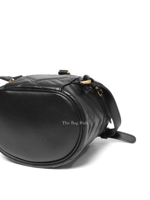 Gucci Black Calfskin Matelasse GG Marmont Round Mini Backpack