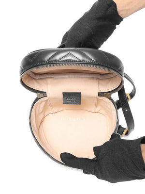 Gucci Black Calfskin Matelasse GG Marmont Round Mini Backpack