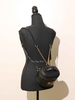 Gucci Black Calfskin Matelasse GG Marmont Round Mini Backpack