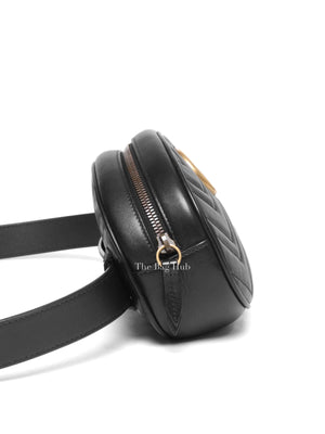Gucci Black Leather Matelasse GG Marmont Belt Bag Size 95