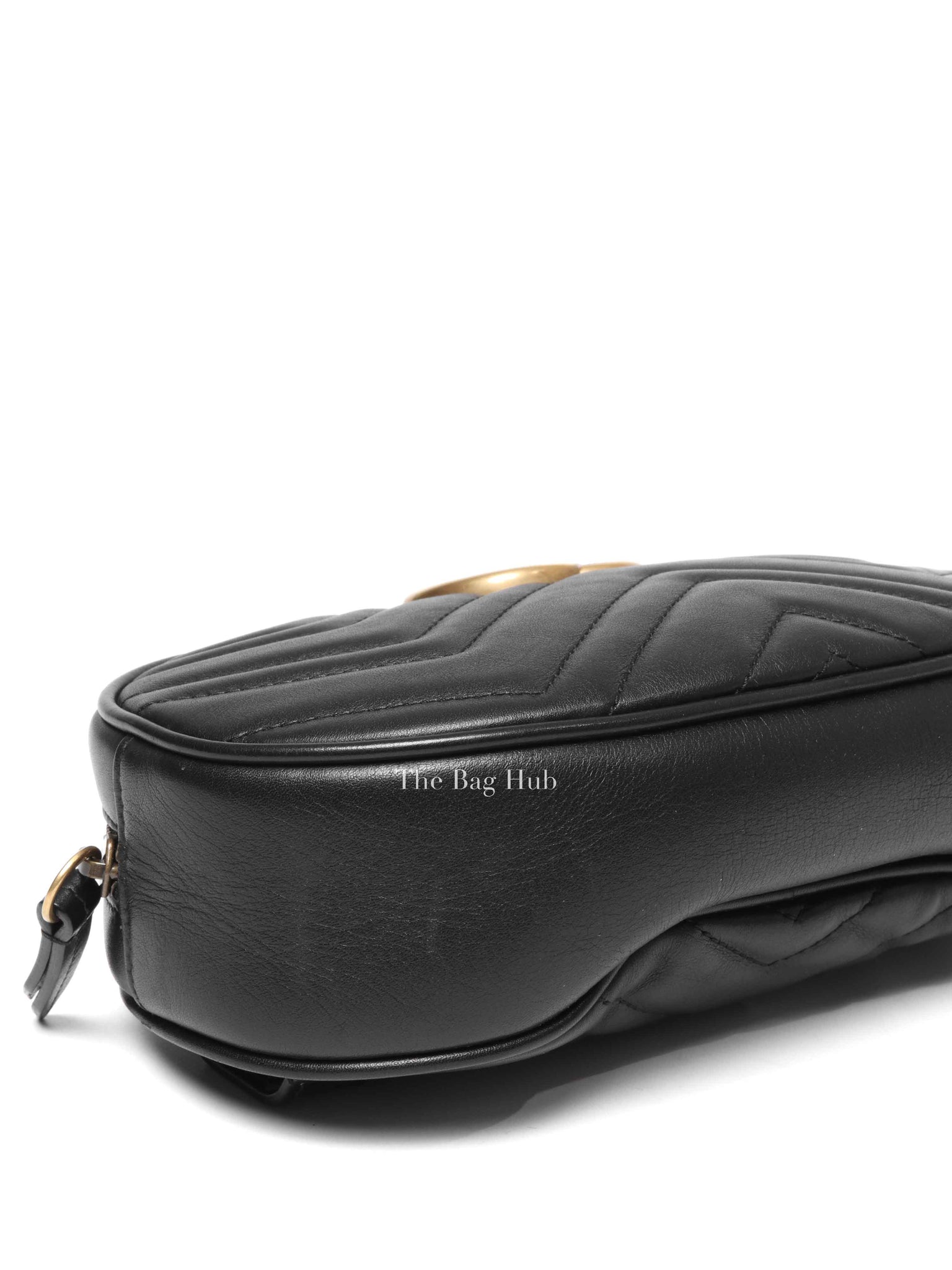 Gucci Black Leather Matelasse GG Marmont Belt Bag Size 95