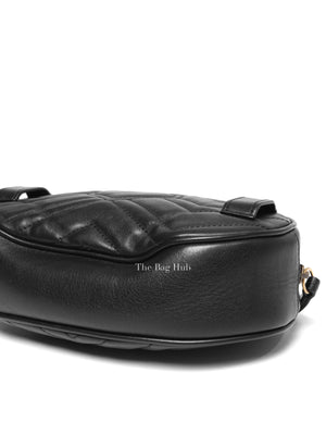 Gucci Black Leather Matelasse GG Marmont Belt Bag Size 95