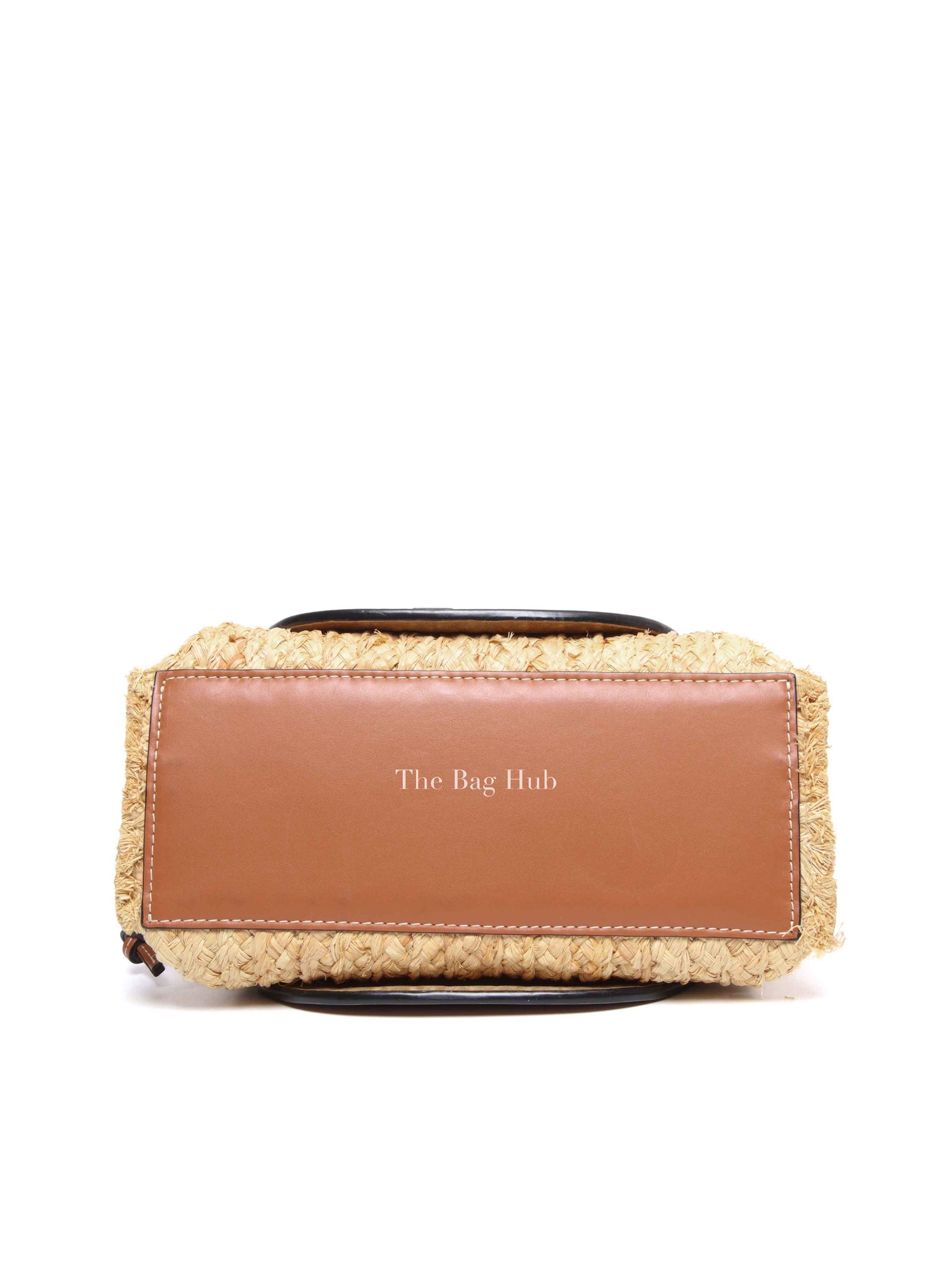 Loewe Tan Neutral Calfskin Leather Raffia Gate Bag