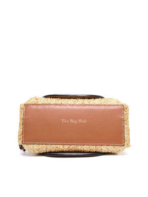 Loewe Tan Neutral Calfskin Leather Raffia Gate Bag