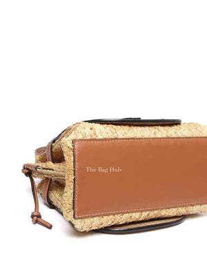 Loewe Tan Neutral Calfskin Leather Raffia Gate Bag
