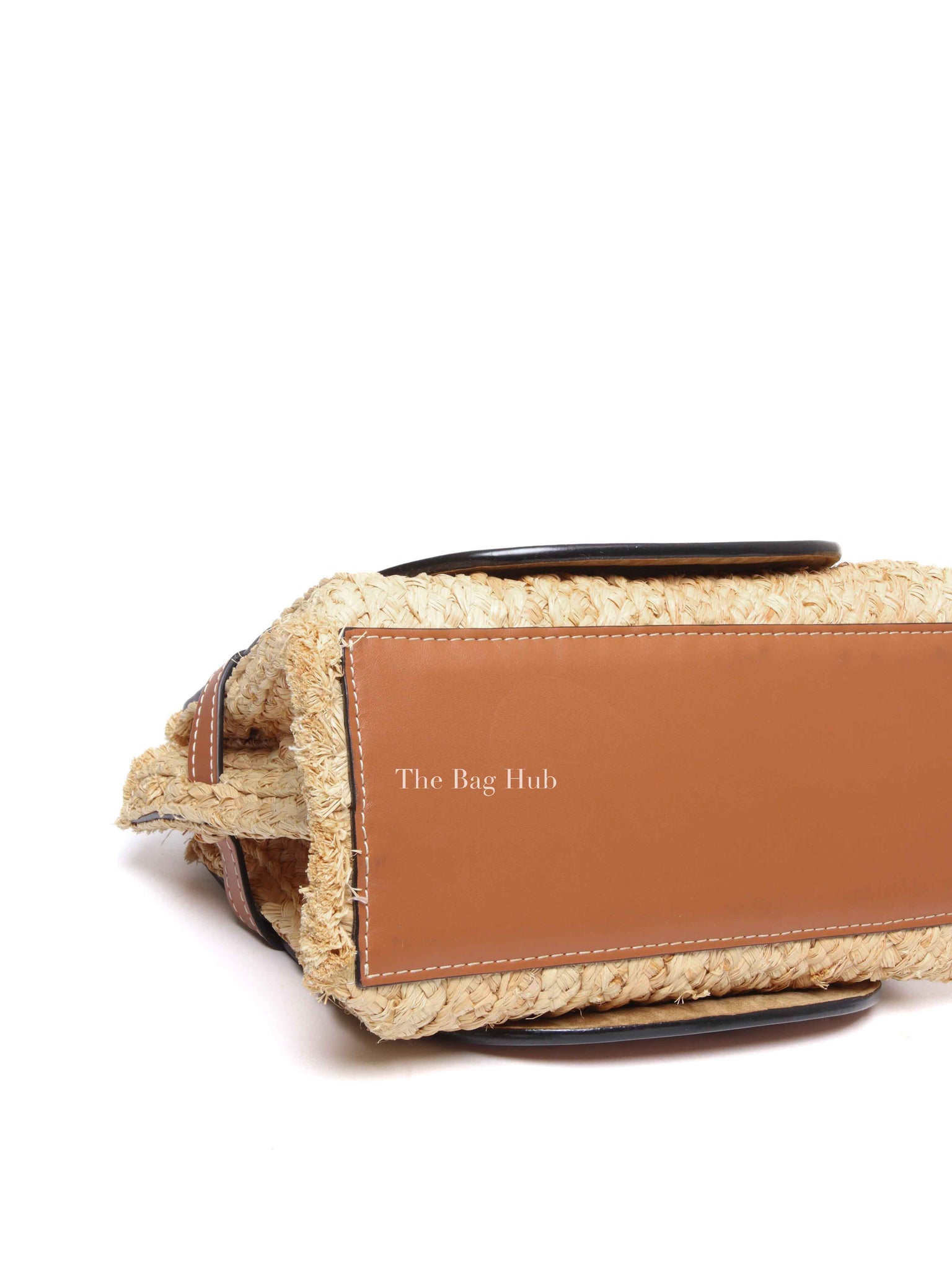 Loewe Tan Neutral Calfskin Leather Raffia Gate Bag