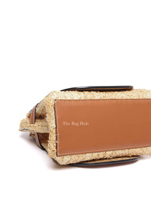Loewe Tan Neutral Calfskin Leather Raffia Gate Bag