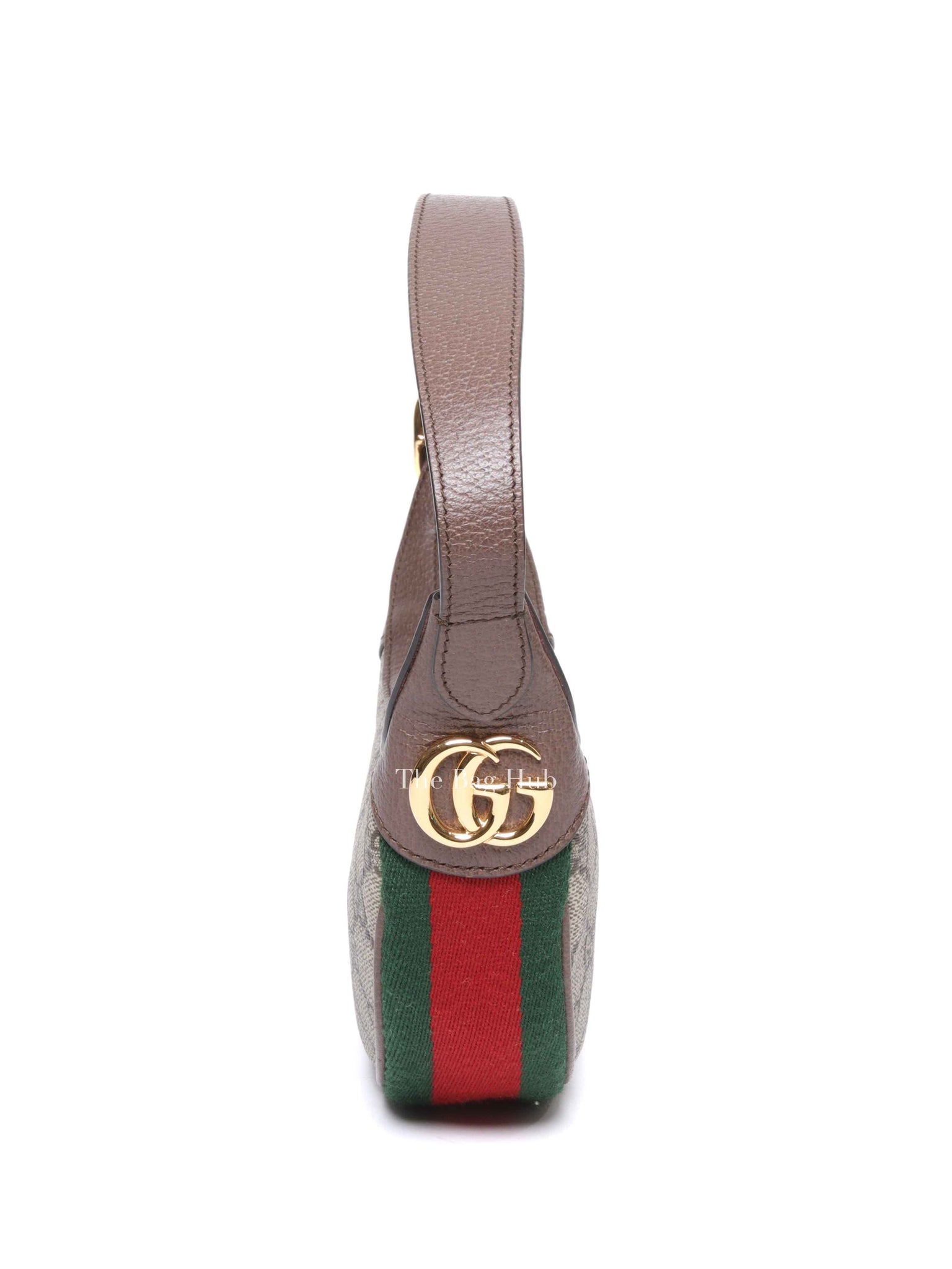Gucci Beige Ebony Canvas And Leather GG Supreme Monogram New Acero Web Ophidia Half Moon Mini Hobo Bag