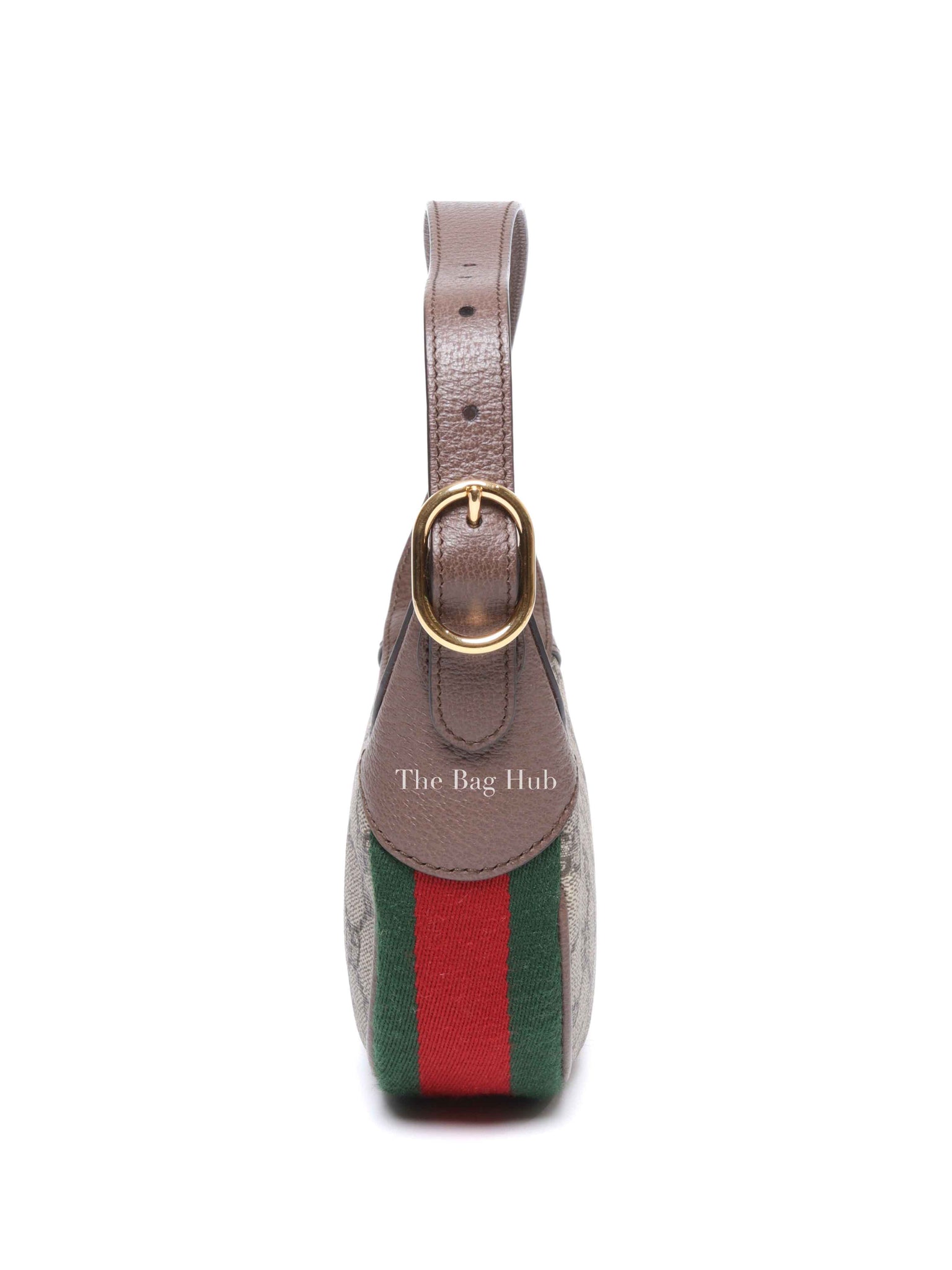 Gucci Beige Ebony Canvas And Leather GG Supreme Monogram New Acero Web Ophidia Half Moon Mini Hobo Bag