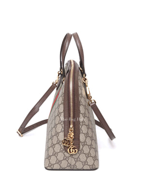Gucci Brown GG Supreme Monogram Web Medium Ophidia Dome Top Handle Bag