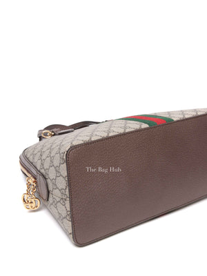 Gucci Brown GG Supreme Monogram Web Medium Ophidia Dome Top Handle Bag