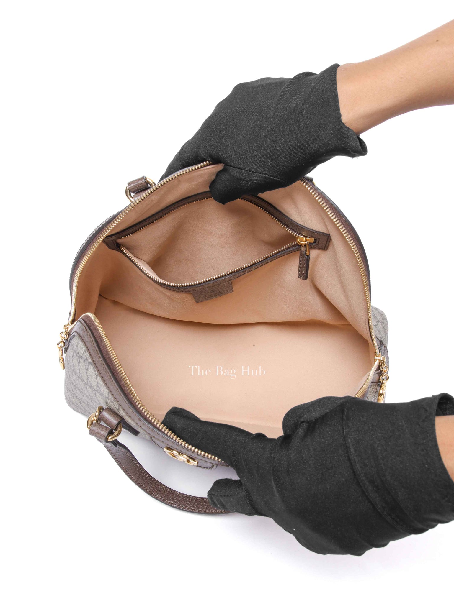 Gucci Brown GG Supreme Monogram Web Medium Ophidia Dome Top Handle Bag