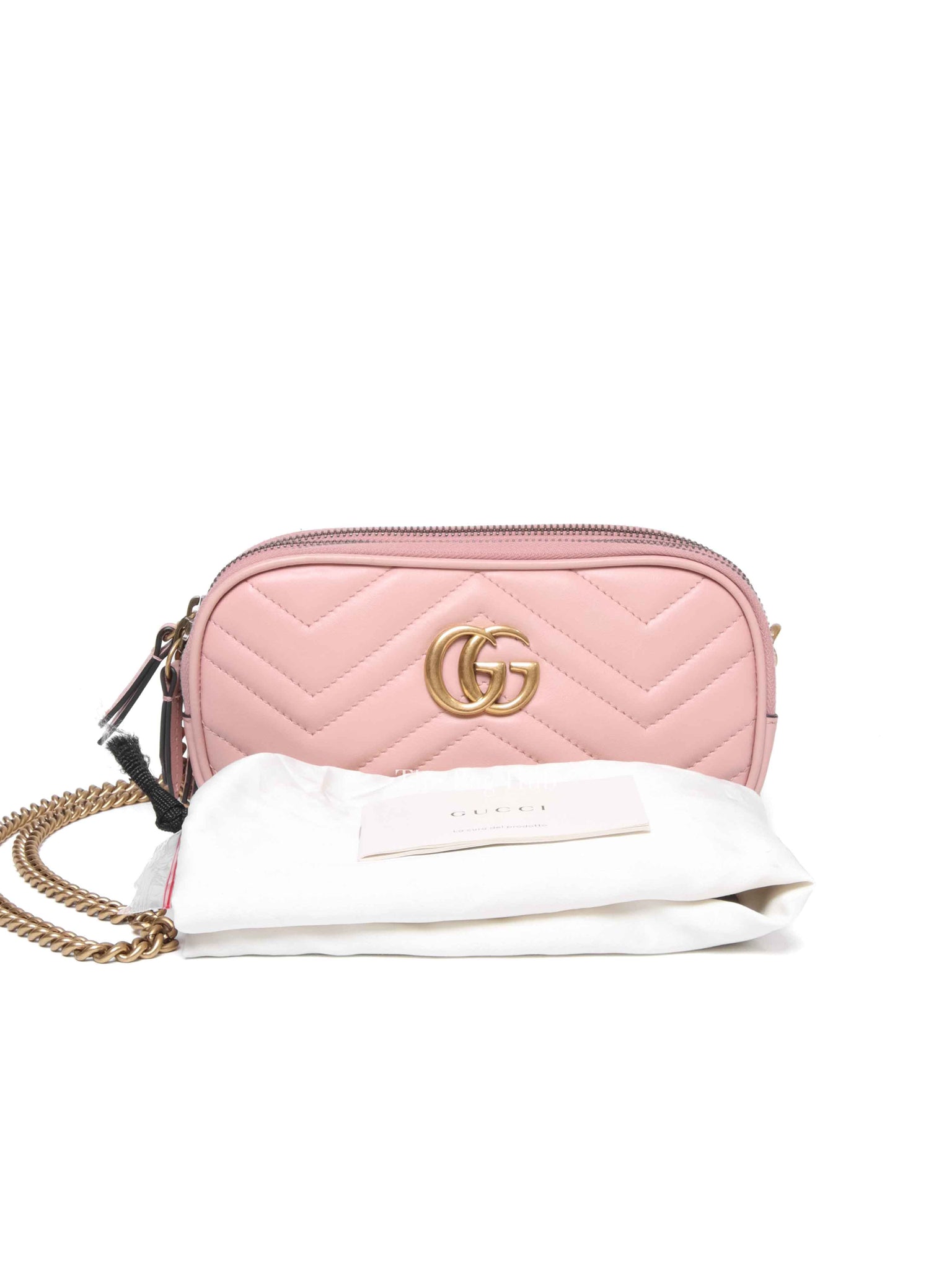 Gucci Pink GG Marmont Triple Zip Mini Crossbody Bag