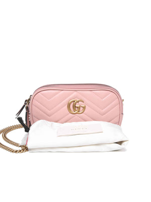 Gucci Pink GG Marmont Triple Zip Mini Crossbody Bag
