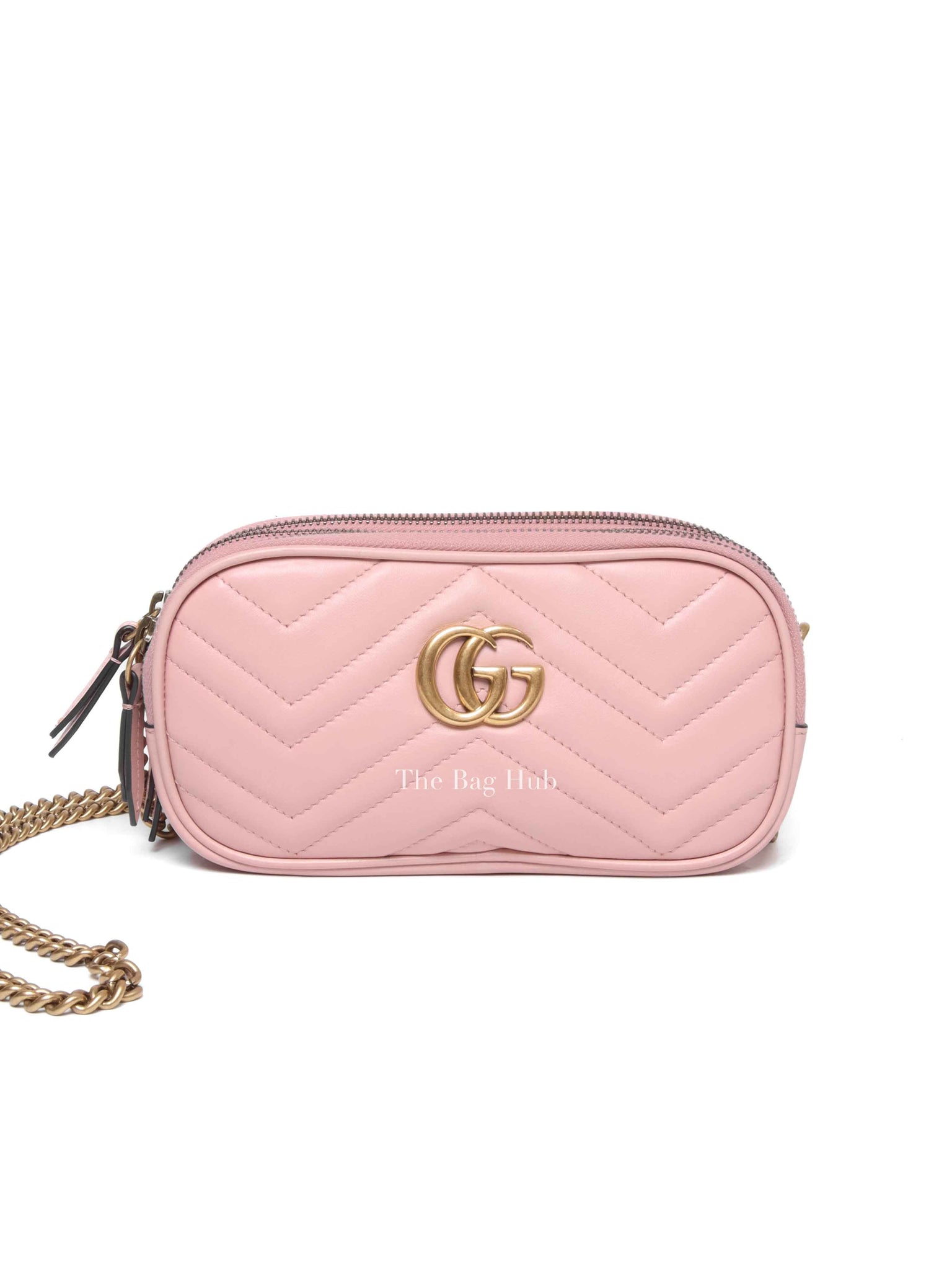 Gucci Pink GG Marmont Triple Zip Mini Crossbody Bag