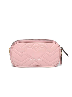 Gucci Pink GG Marmont Triple Zip Mini Crossbody Bag