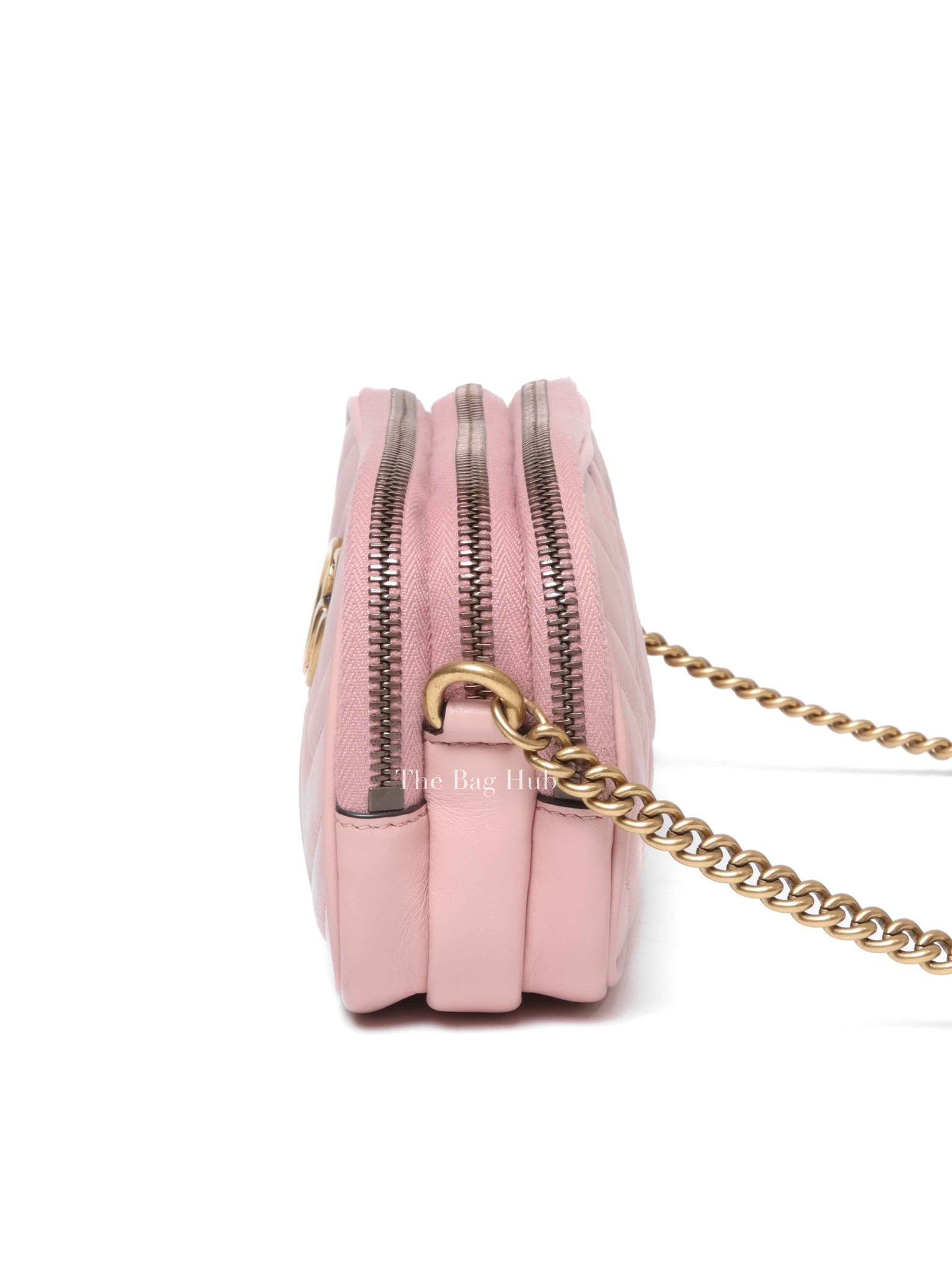 Gucci Pink GG Marmont Triple Zip Mini Crossbody Bag