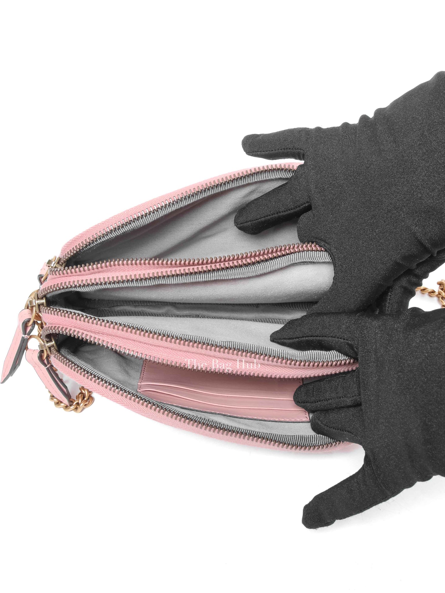 Gucci Pink GG Marmont Triple Zip Mini Crossbody Bag