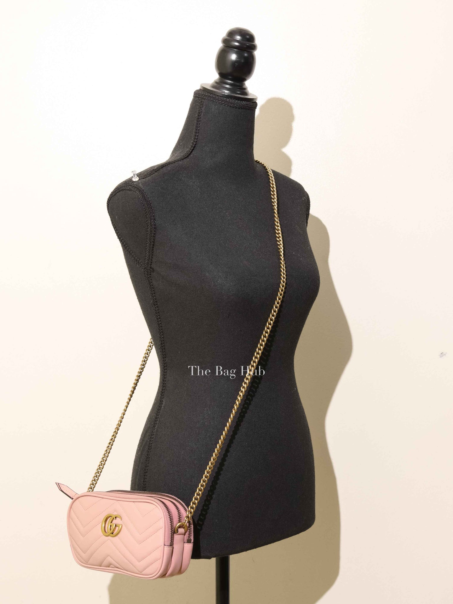 Gucci Pink GG Marmont Triple Zip Mini Crossbody Bag
