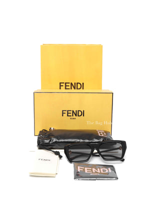 Fendi Black FF Diamonds Low Bridge Fit Acetate Sunglasses