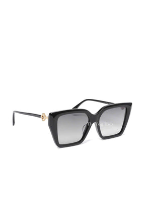 Fendi Black FF Diamonds Low Bridge Fit Acetate Sunglasses