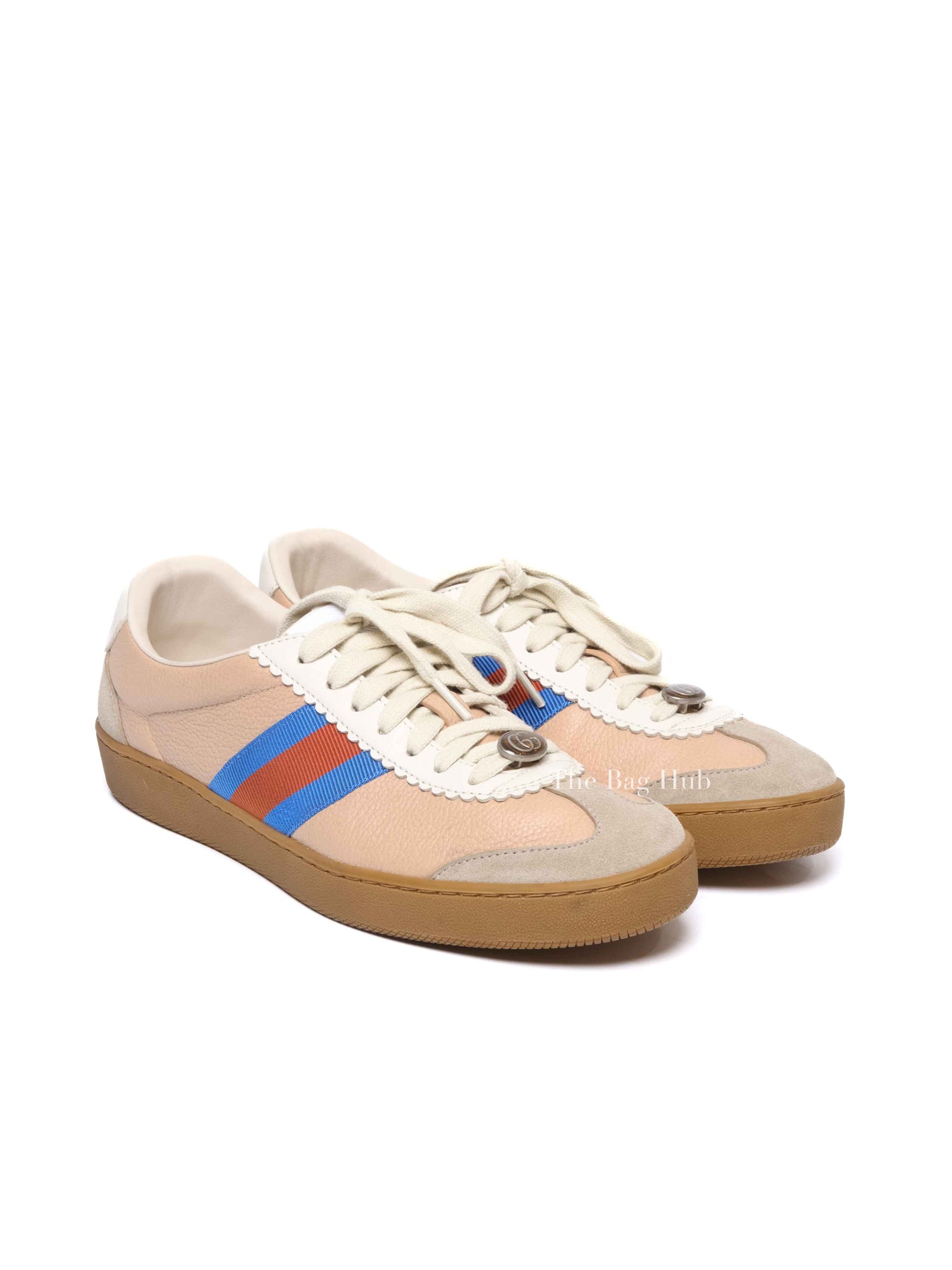 Gucci Multicolor Suede And Leather Web Low Top Sneakers Size 39.5