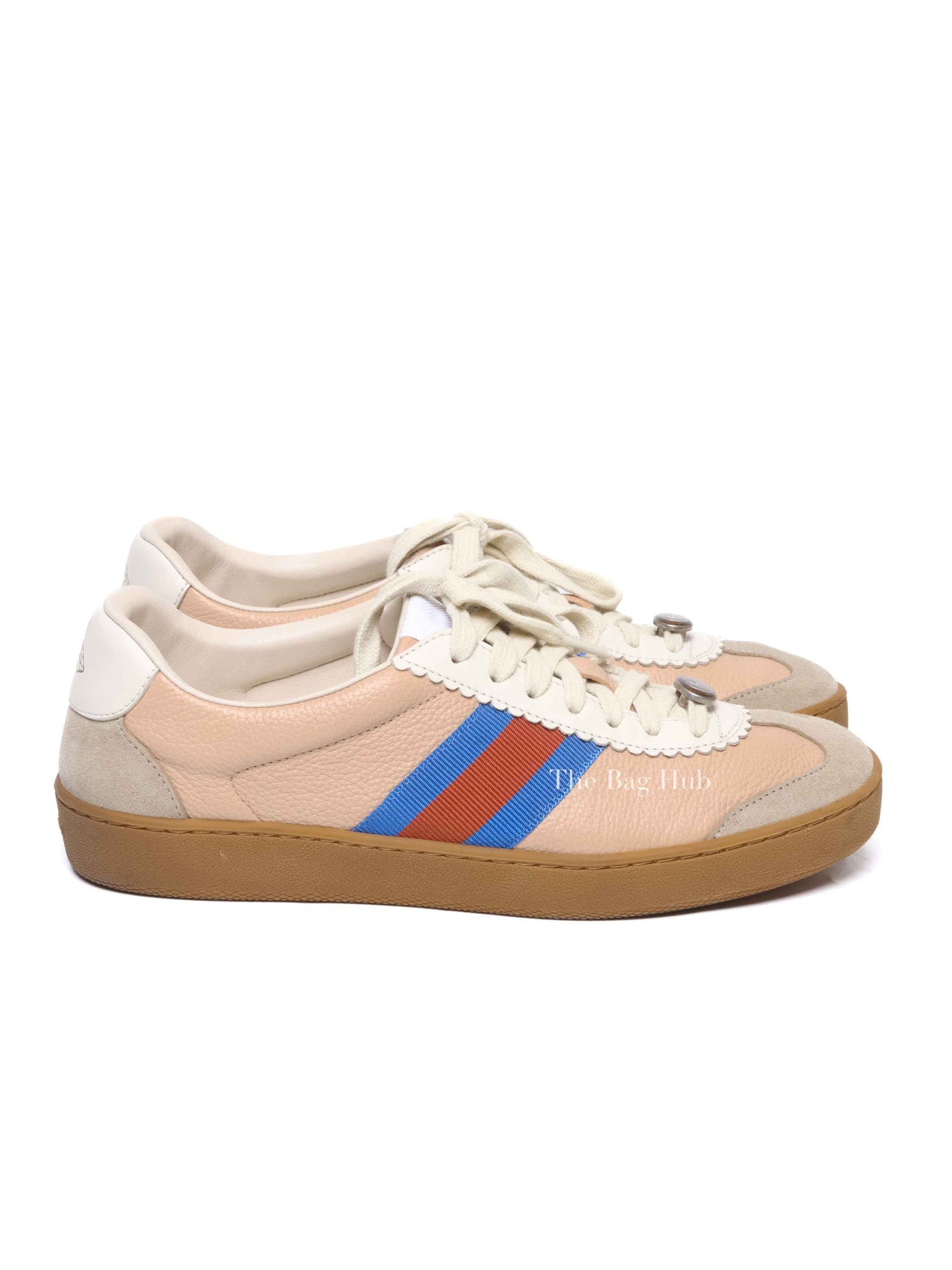 Gucci Multicolor Suede And Leather Web Low Top Sneakers Size 39.5