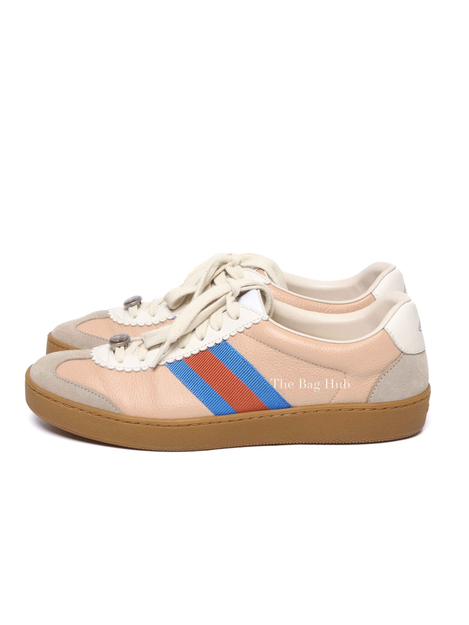 Gucci Multicolor Suede And Leather Web Low Top Sneakers Size 39.5