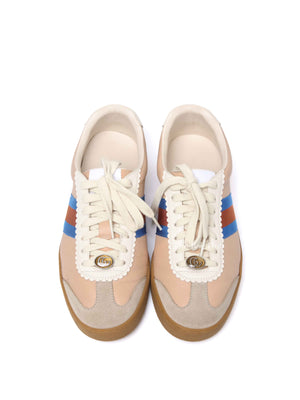 Gucci Multicolor Suede And Leather Web Low Top Sneakers Size 39.5