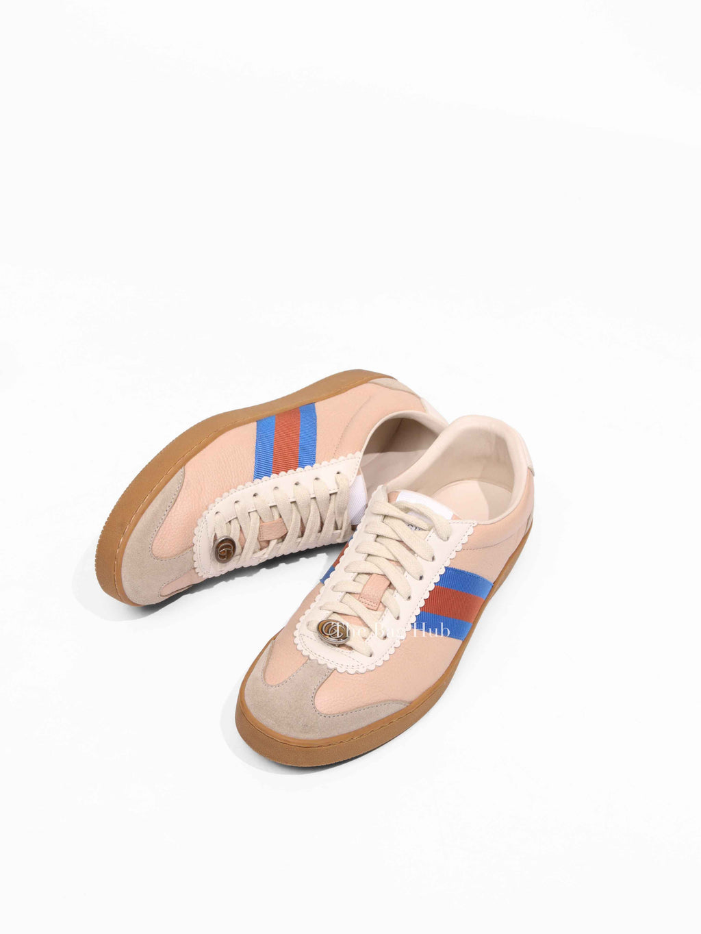Gucci Multicolor Suede And Leather Web Low Top Sneakers Size 39.5