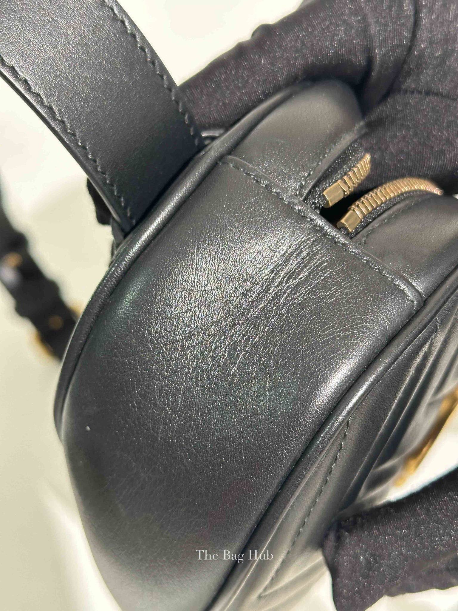 Gucci Black Leather Matelasse GG Marmont Belt Bag Size 95